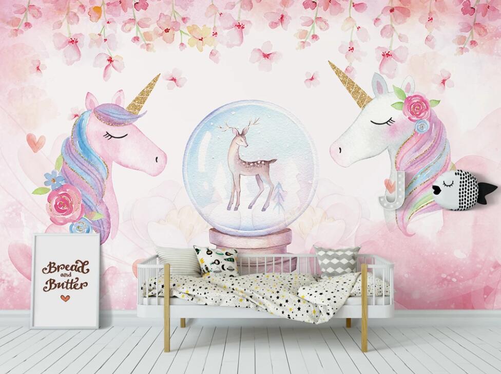 3D Two Rainbow Horses 959 Wall Murals