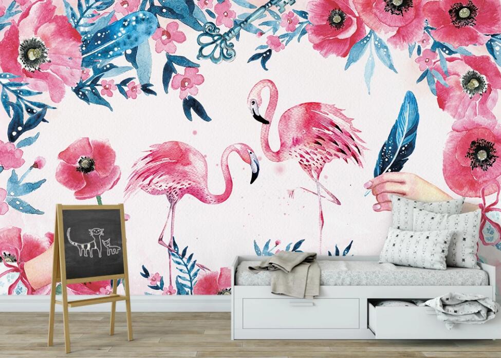3D A Pair Of Flamingos 958 Wall Murals