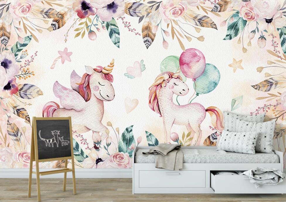3D Colorful Feather Ponies 956 Wall Murals