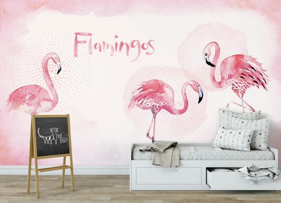 3D Three Pink Flamingos 952 Wall Murals