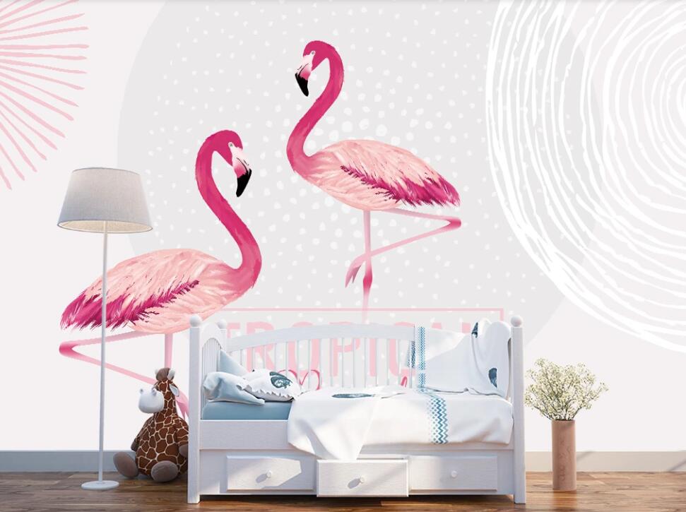 3D Deep Pink Flamingos 942 Wall Murals