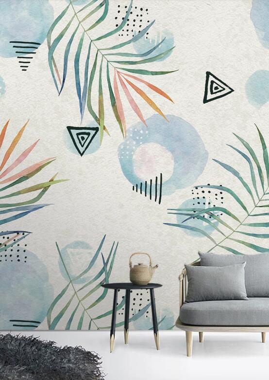 3D Green Leaf Geometry 1055 Wall Murals