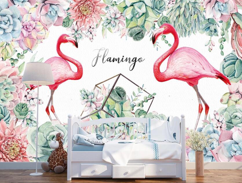 3D Garden Flamingos 930 Wall Murals