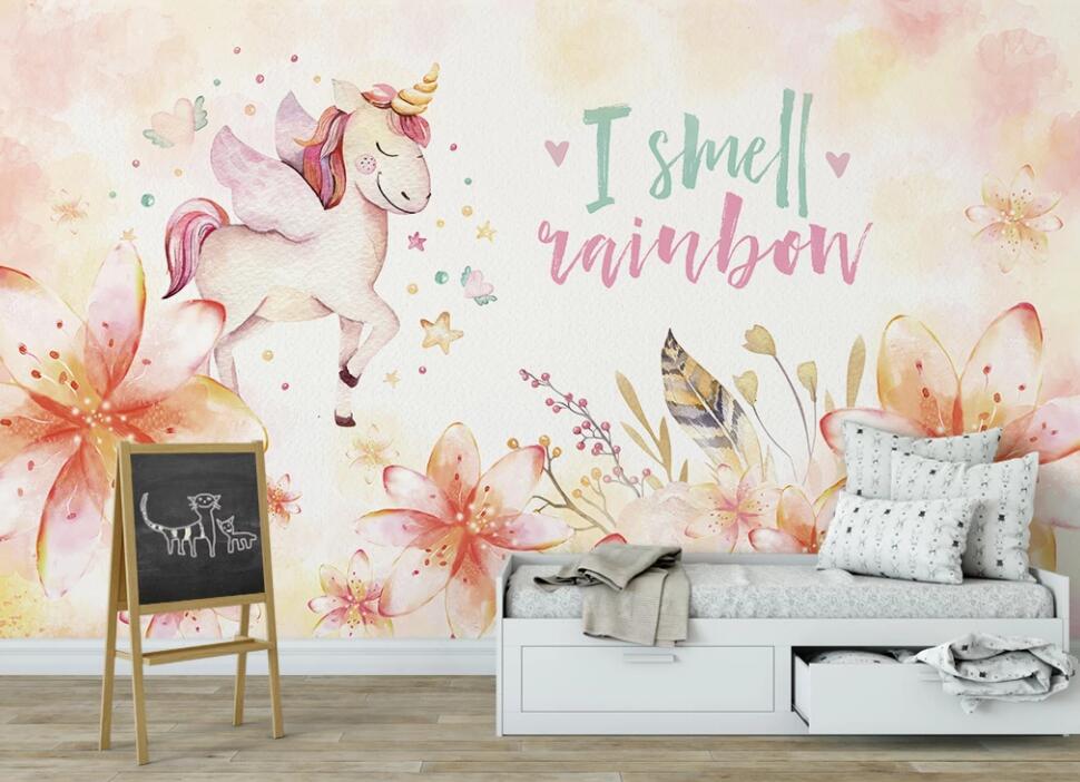 3D Pony In The Flowers 925 Wall Murals