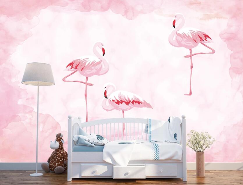 3D Three Pink Flamingos 913 Wall Murals