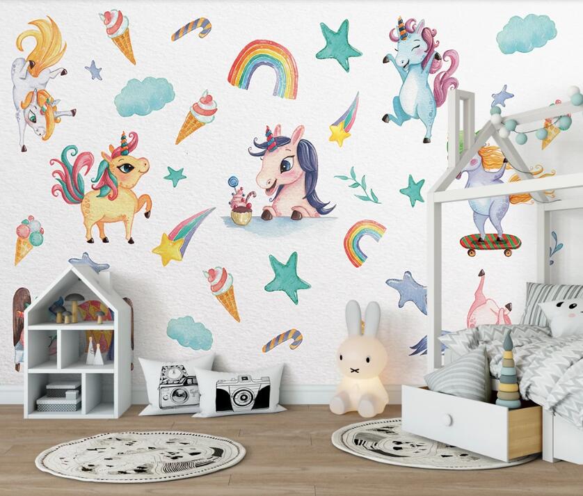 3D Happy Rainbow Horses 908 Wall Murals