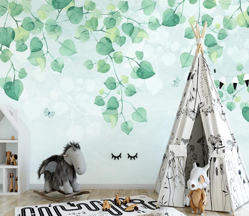 3D Little Green Leaves 1147 Wall Murals