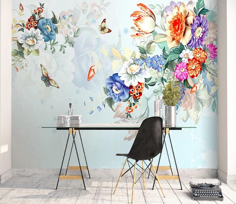 3D Flower Clusters 1105 Wall Murals