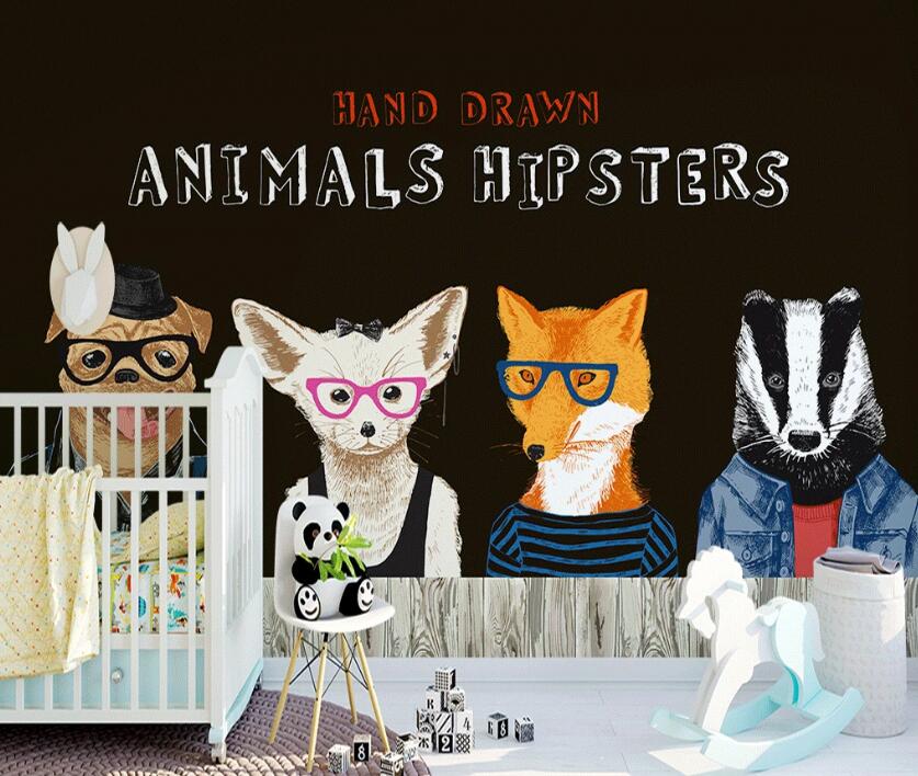 3D Animal Hipsters 1007 Wall Murals