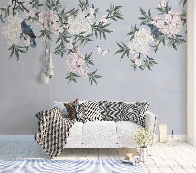 3D Classical Two-color Flower Cluster 970 Wall Murals