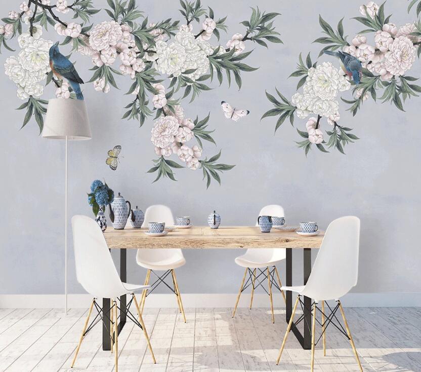 3D Classical Two-color Flower Cluster 970 Wall Murals