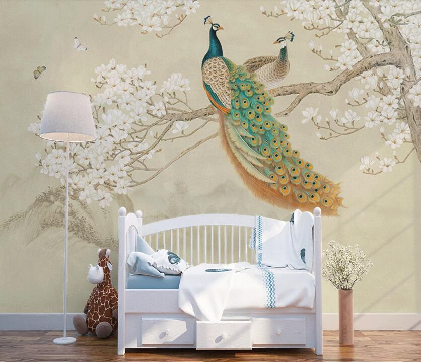 3D Peacock Scroll 931 Wall Murals