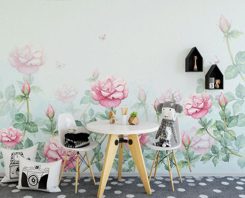 3D Flowers In The Mist 888 Wall Murals