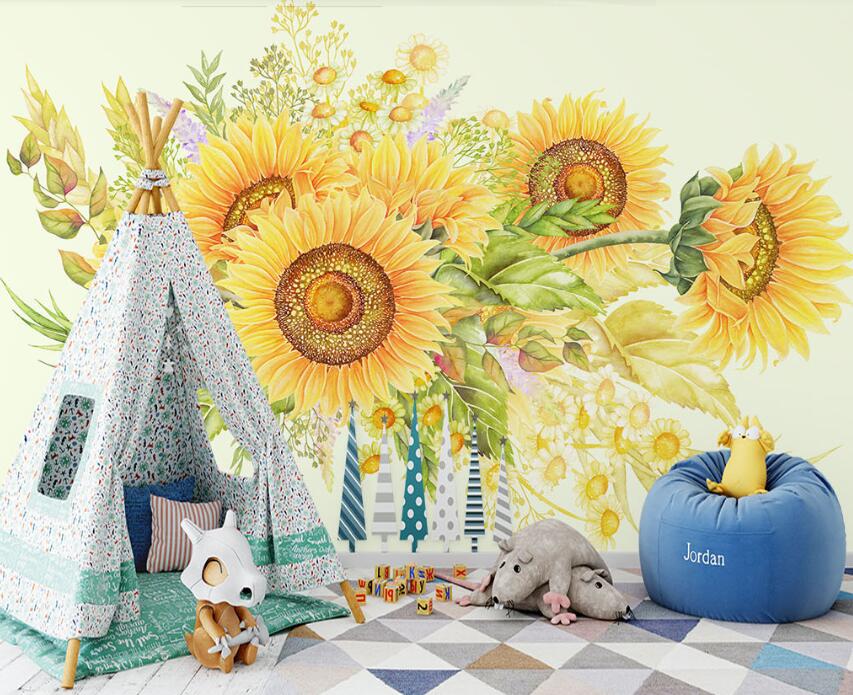 3D Innocent Sunflower 884 Wall Murals