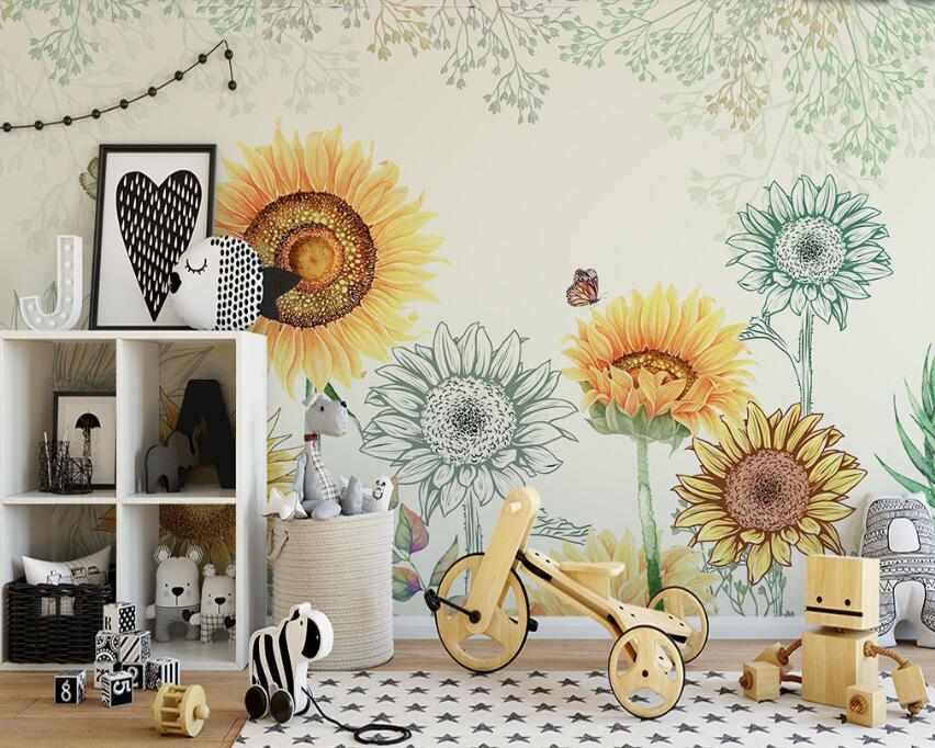 3D Sunflower Of Dreams 878 Wall Murals