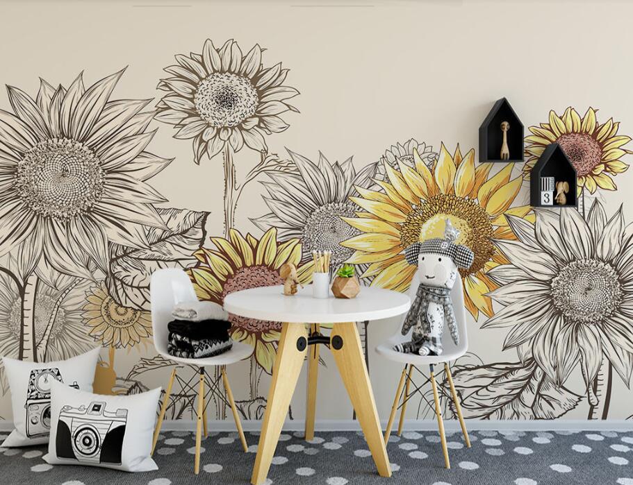 3D Form Sunflower 871 Wall Murals