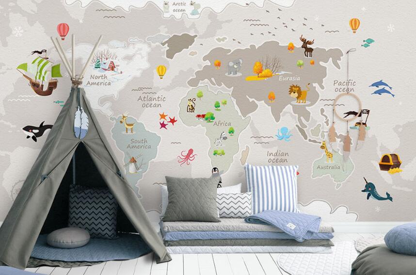 3D Animal Map Distribution 870 Wall Murals