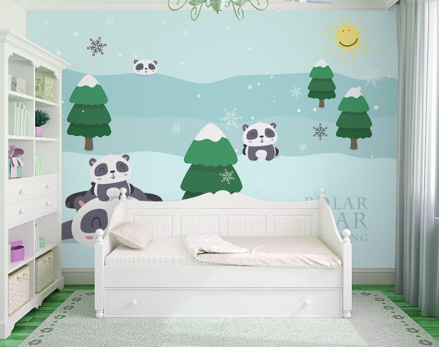 3D Pandas In Snow 868 Wall Murals