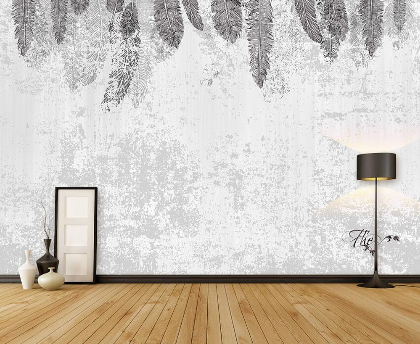 3D Grey Leaves 864 Wall Murals