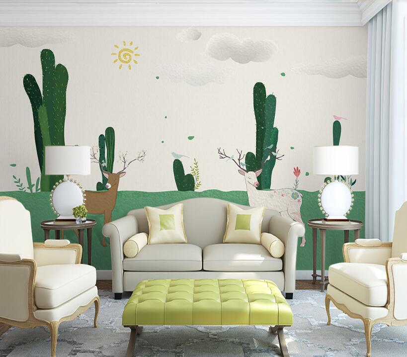 3D Meadow Cactus 861 Wall Murals