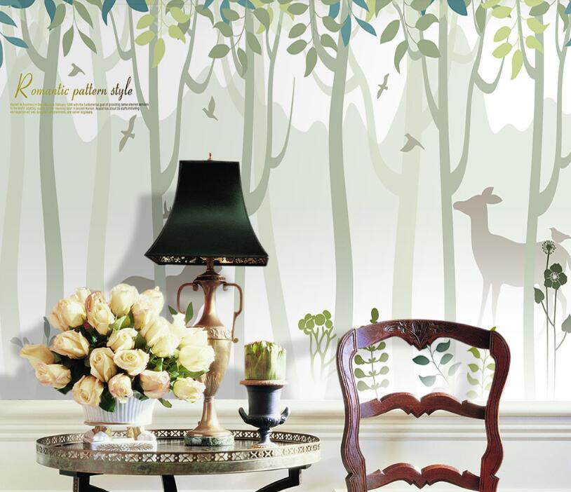 3D Forest Deer 054 Wall Murals