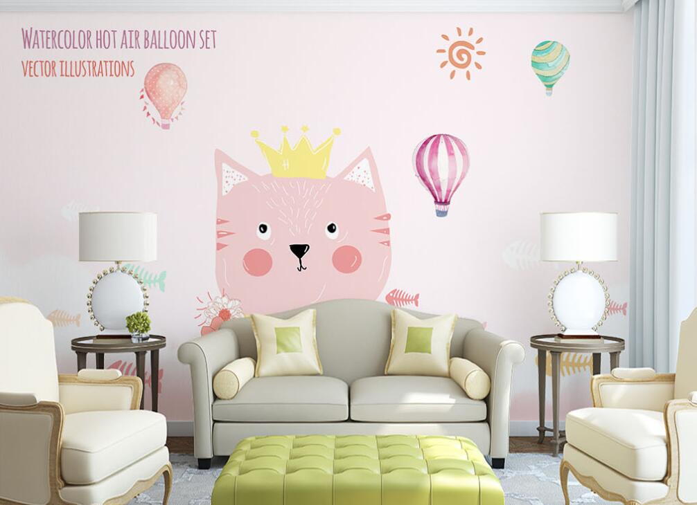3D Pink Kitten 047 Wall Murals