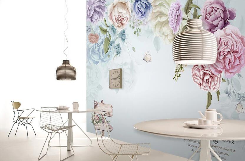 3D Colored Flowers 034 Wall Murals
