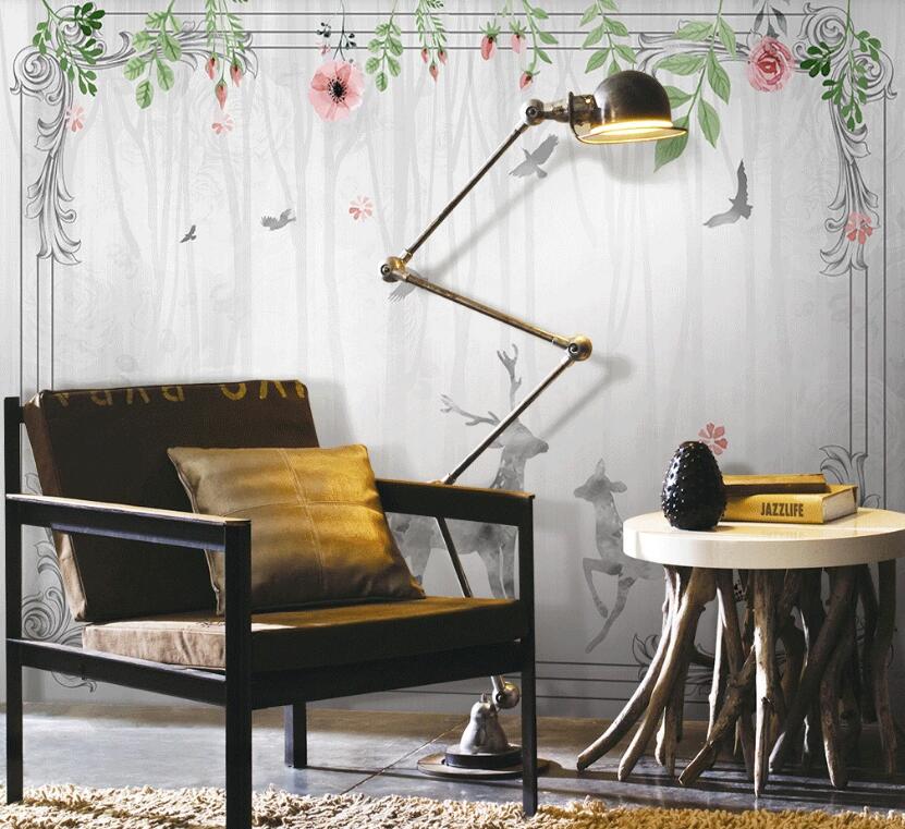 3D Grey Deer 033 Wall Murals