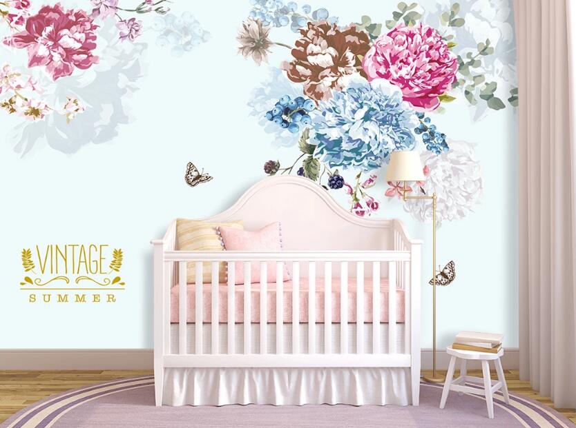 3D Color Hydrangea 028 Wall Murals