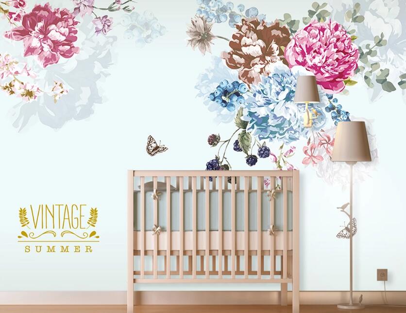 3D Color Hydrangea 028 Wall Murals