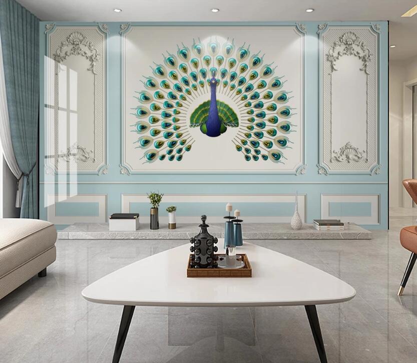 3D Beautiful Peacock 337 Wall Murals