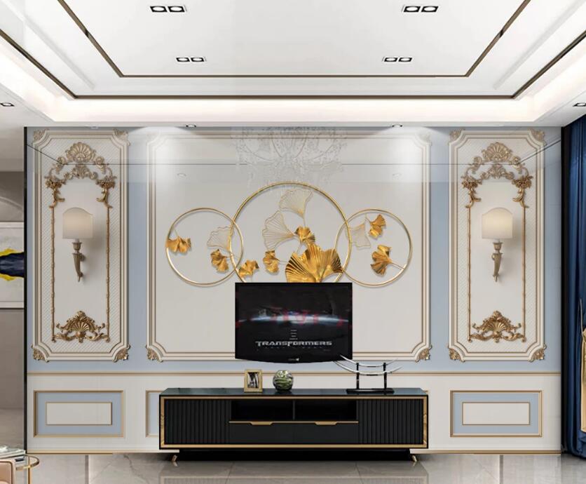 3D Golden Ginkgo Leaves 330 Wall Murals