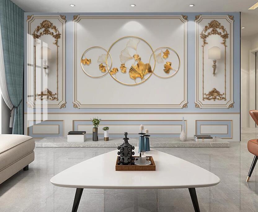 3D Golden Ginkgo Leaves 330 Wall Murals