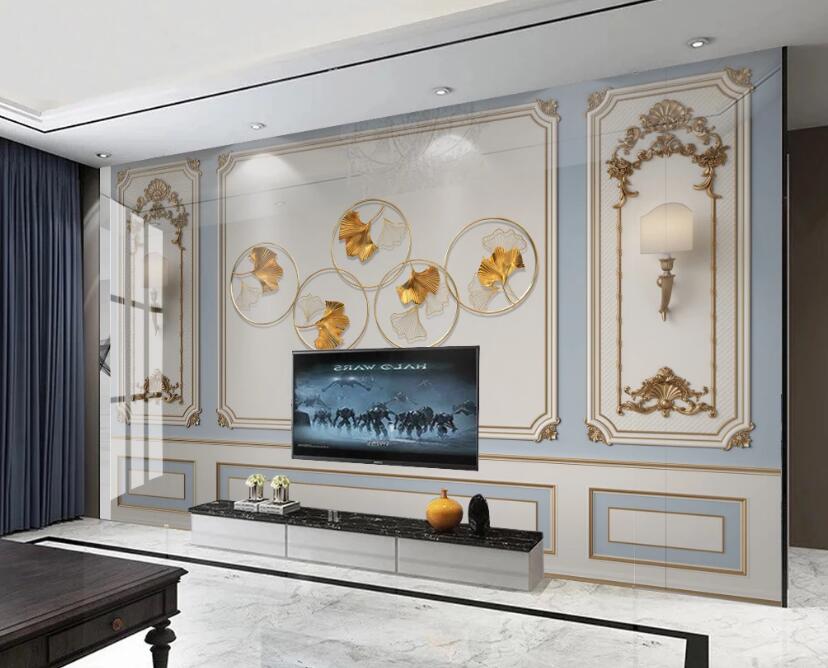 3D Round Ginkgo Leaves 327 Wall Murals