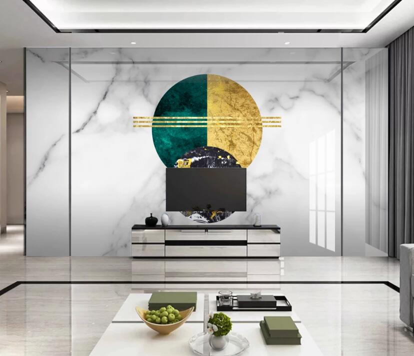 3D Dark Green And Gold 325 Wall Murals
