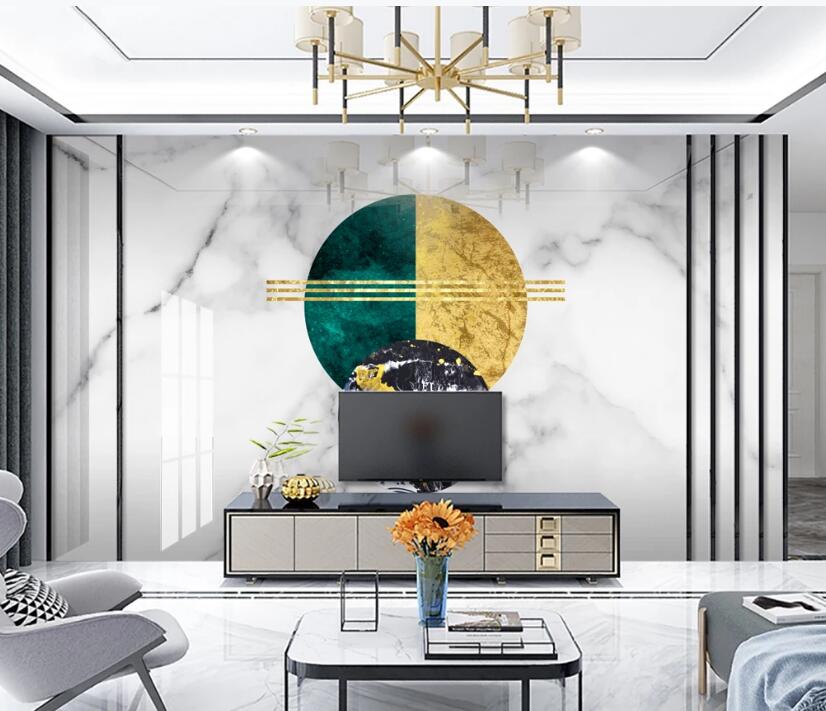 3D Dark Green And Gold 325 Wall Murals