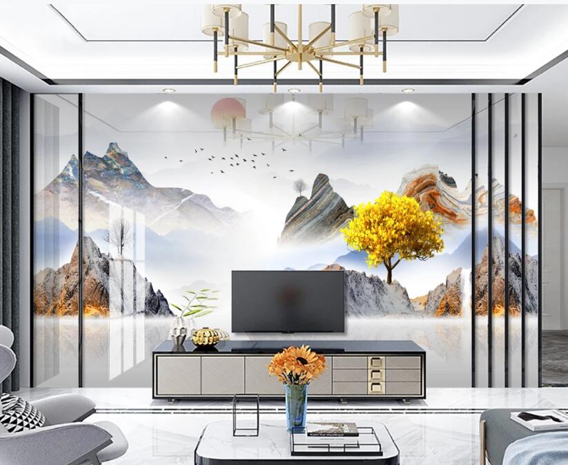 3D Misty Mountain 323 Wall Murals