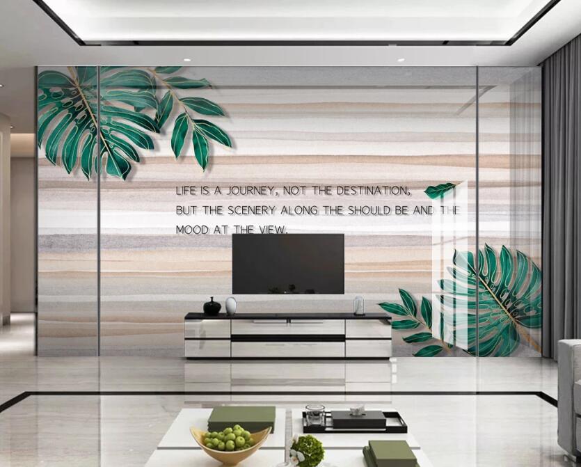 3D Green Broad Leaf 311 Wall Murals