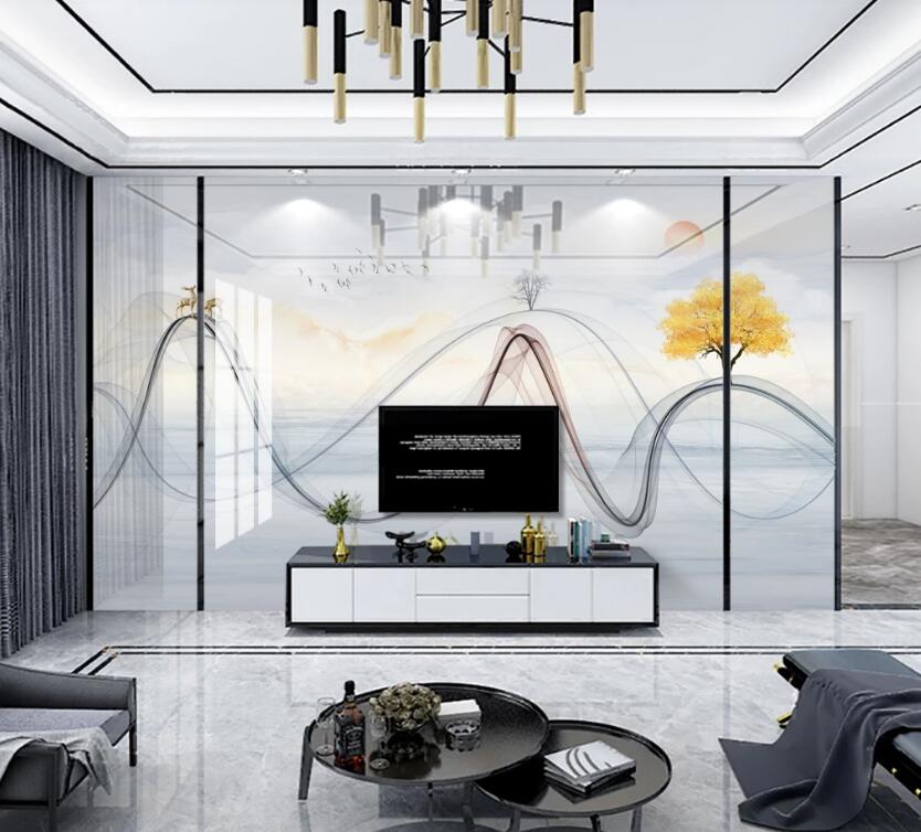 3D Two-color Ribbon 299 Wall Murals