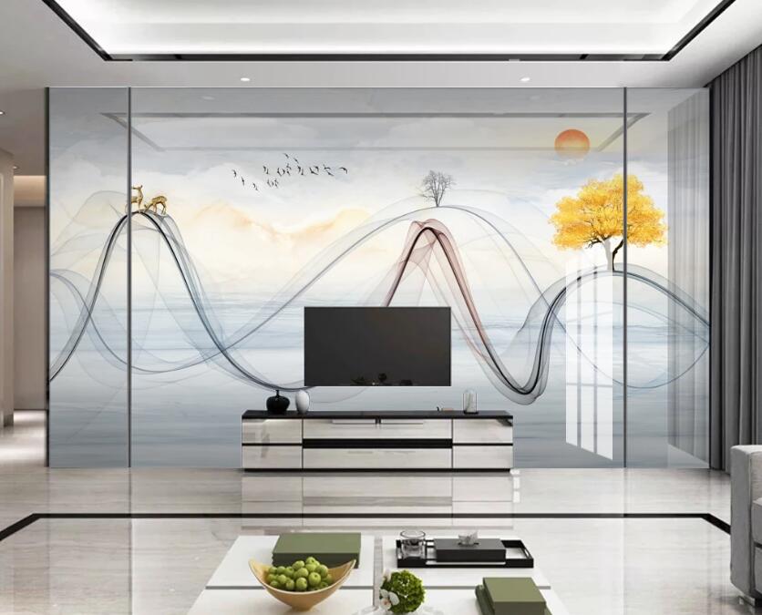 3D Two-color Ribbon 299 Wall Murals
