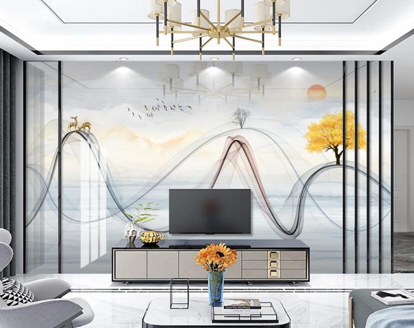 3D Two-color Ribbon 299 Wall Murals