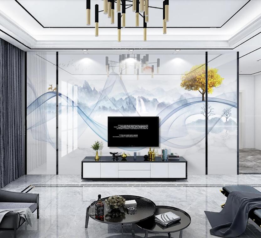 3D Blue Ribbon 298 Wall Murals