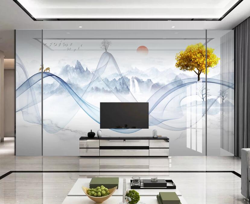 3D Blue Ribbon 298 Wall Murals