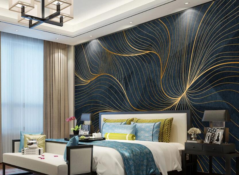 3D Golden Silk Thread 290 Wall Murals