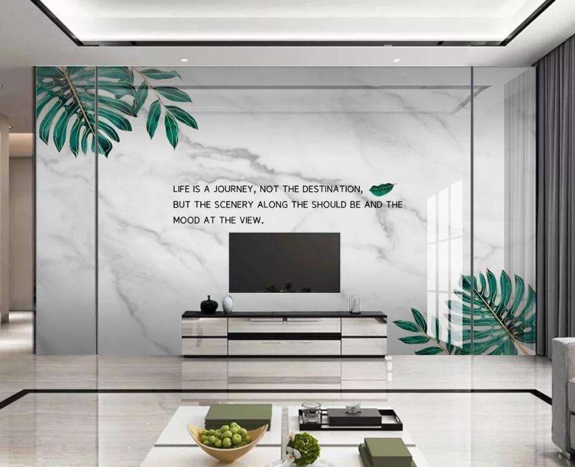 3D Simple Green Leaves 281 Wall Murals