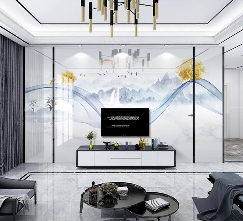 3D Blue Ribbon 278 Wall Murals