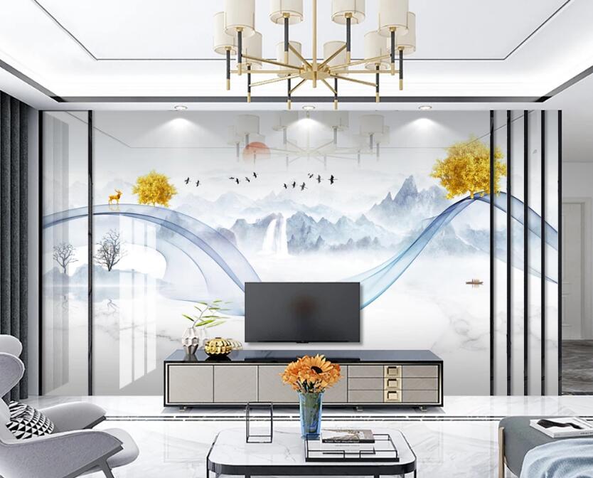 3D Blue Ribbon 278 Wall Murals