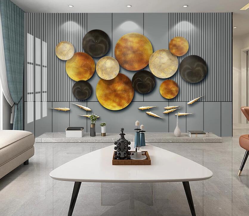 3D Tricolor Lotus Leaf 258 Wall Murals