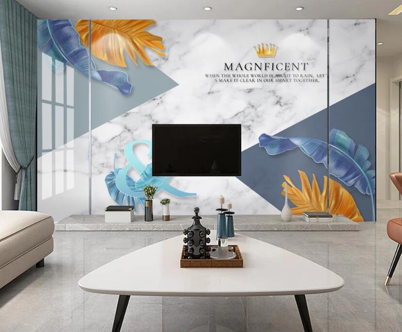 3D Tricolor Feather 253 Wall Murals