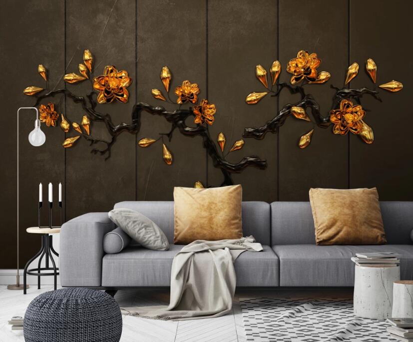3D Flower On Branch 241 Wall Murals